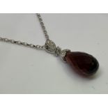 9ct gold garnet and diamond pendant