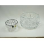 Crystal fruit bowl and miniature rose bowl