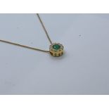 18ct gold emerald & diamond pendant and chain