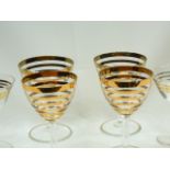 6 vintage gold lustre wine glasses