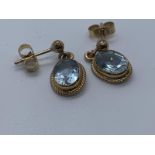 9ct yellow gold aqua earrings