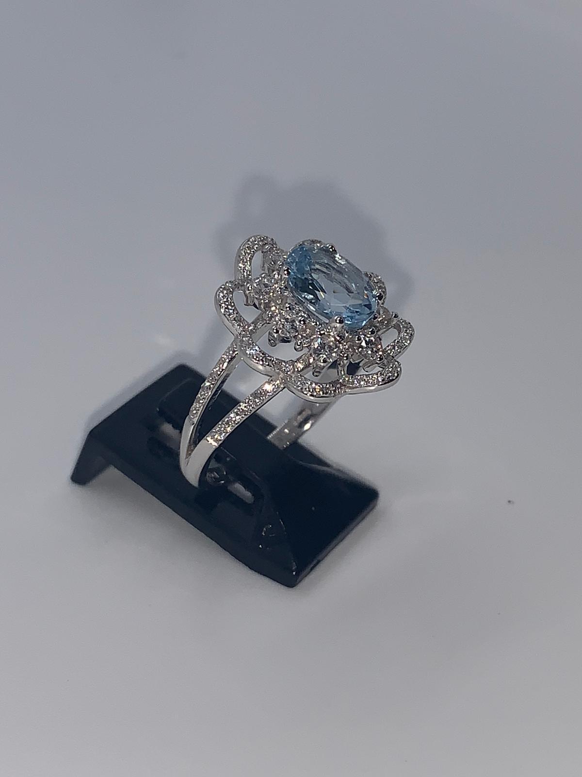 18ct white gold aquamarine & diamond ring - Image 4 of 6