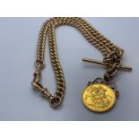 9ct gold Albert chain with sovereign