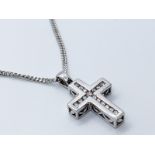 18ct white gold diamond cross and chain