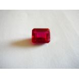 Unmounted emerald cut natural ruby. 12.52ct