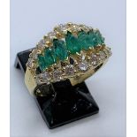 14ct gold emerald & diamond ring