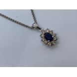 18ct white gold sapphire & diamond pendant and chain