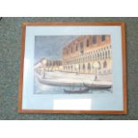 Large framed watercolour of ‘The Doge’s Palace, Venice’