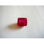 Unmounted emerald cut natural ruby. 15.82ct