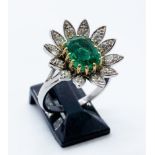 Artisan 18ct white gold emerald & diamond ring