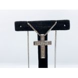 18ct white gold diamond cross and chain