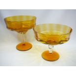 Pair of amber glass graduated tazzas