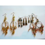 x5 pairs of vintage fashion earrings