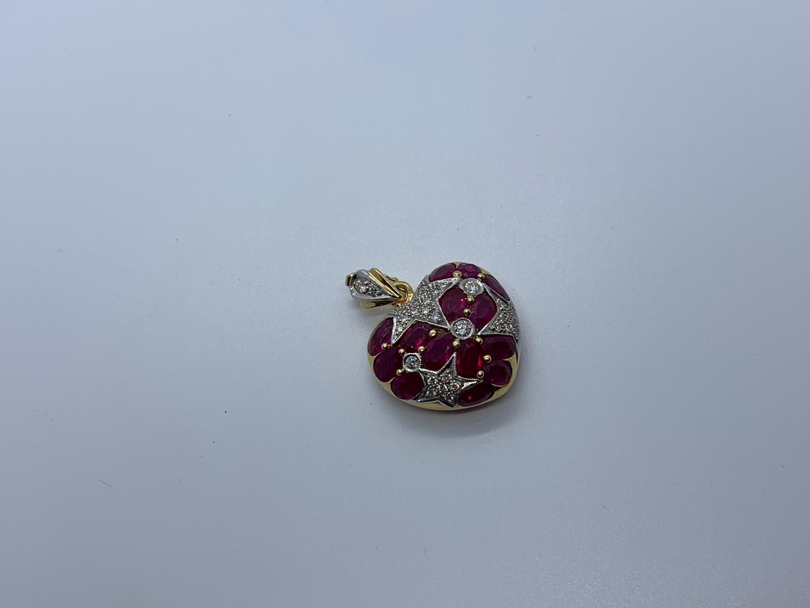 18ct gold ruby & diamond heart pendant - Image 5 of 5