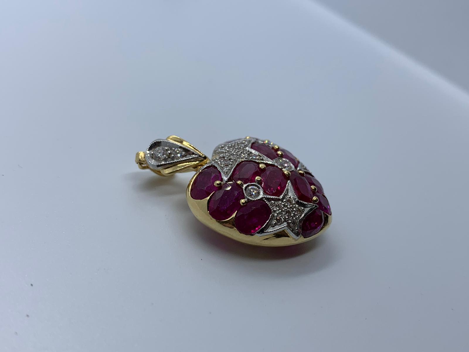 18ct gold ruby & diamond heart pendant - Image 3 of 5