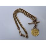 9ct rose gold chain & sovereign