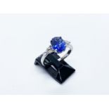 Platinum sapphire & diamond ring