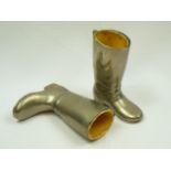 Pair of silver plated wellington boot match holders