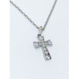 9ct white gold CZ cross with chain
