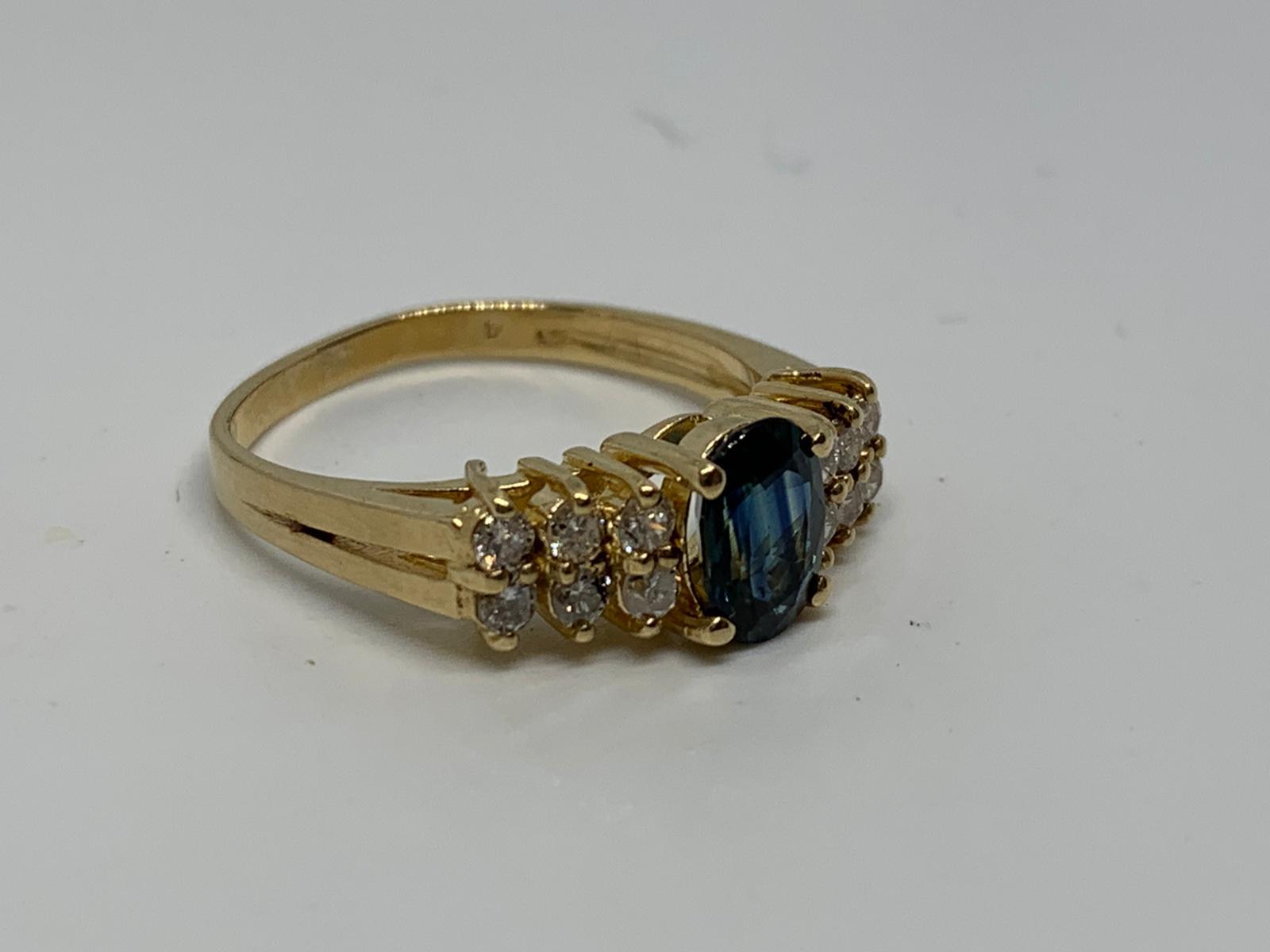 14ct gold sapphire and diamond ring - Image 2 of 2