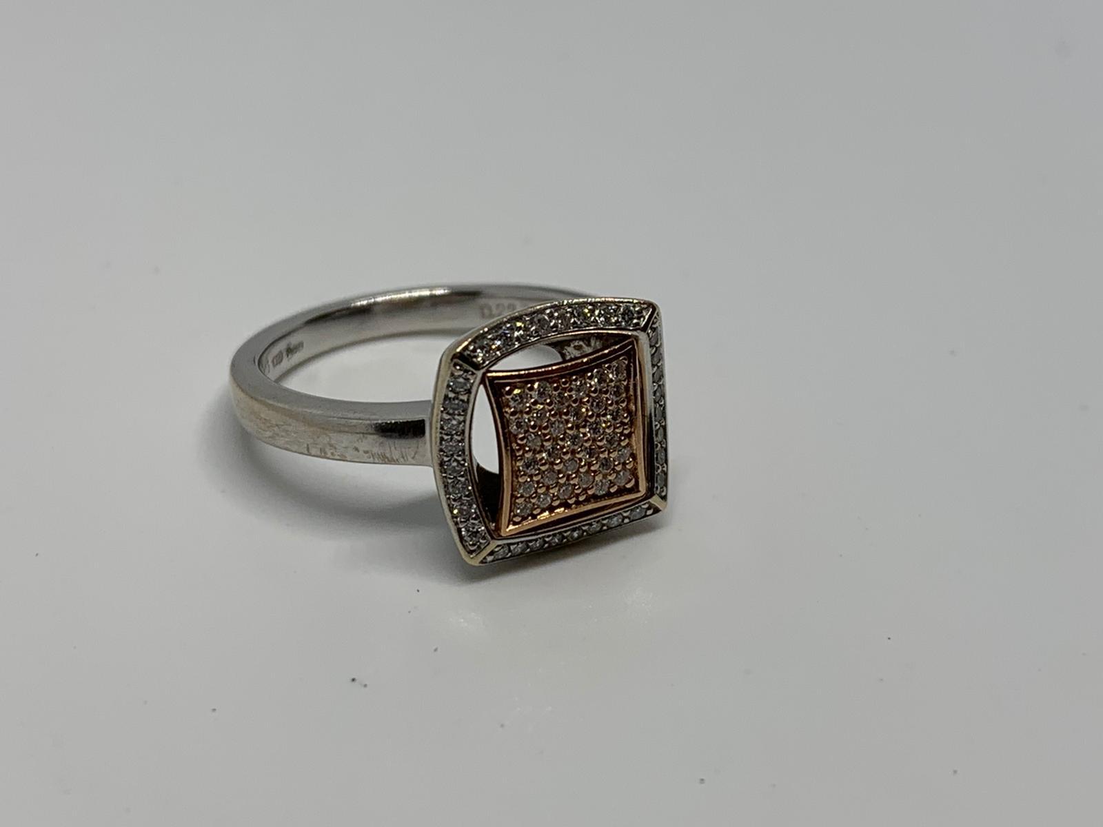 9ct white / rose gold and diamond ring - Image 2 of 3