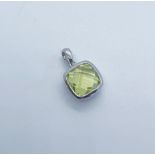 9ct white gold lemon quartz pendant