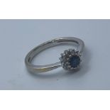 9ct white gold sapphire and diamond ring