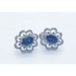 18ct white gold, sapphire and diamond earrings
