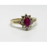 9ct gold ruby and diamond ring