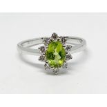 18ct gold peridot and diamond cluster ring