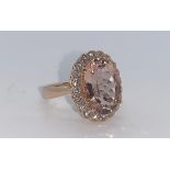 18ct rose gold morganite and diamond ring