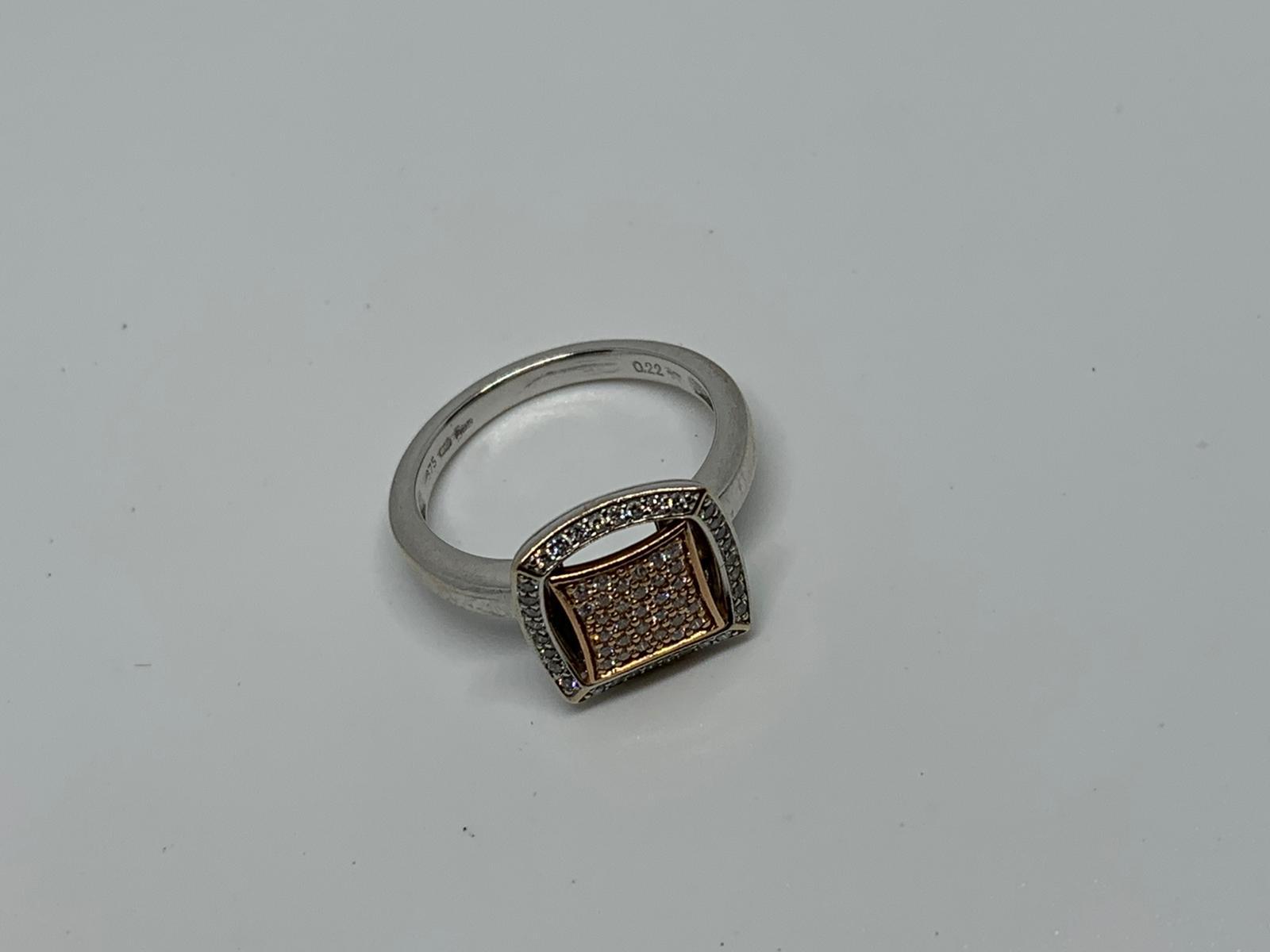 9ct white / rose gold and diamond ring - Image 3 of 3