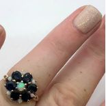 9ct gold sapphire and opal cluster ring