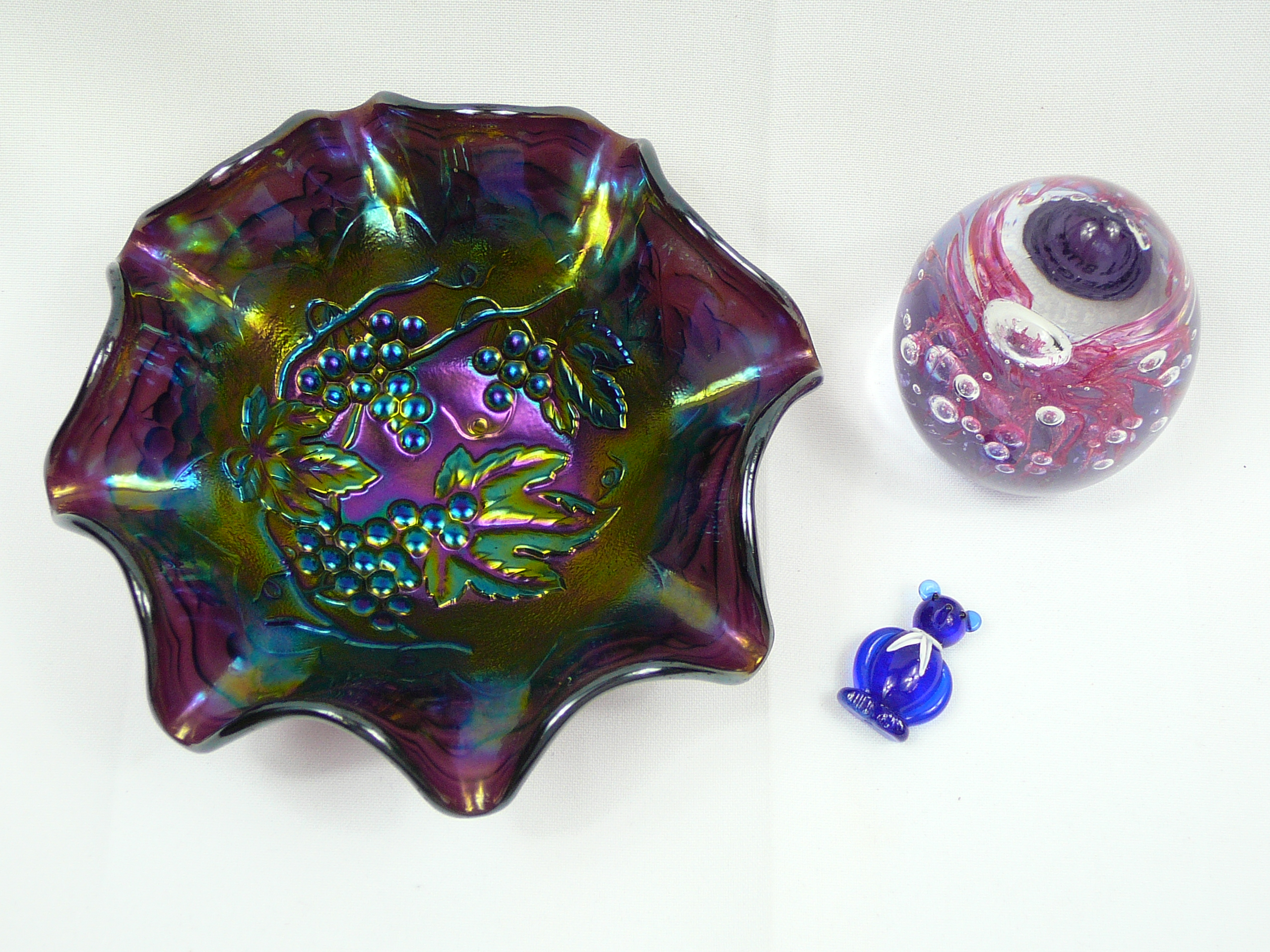 Carnival glass dish etc