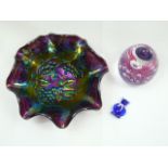 Carnival glass dish etc