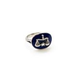 Silver and enamel Libra ring