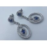 18ct white gold sapphire and diamond drop earrings