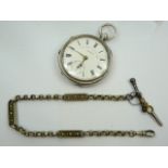 Gents Antique Silver Pocket Watch and chain