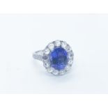 18ct white gold tanzanite and diamond ring