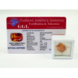 Loose unmounted cushion natural orange sapphire. 9.15ct