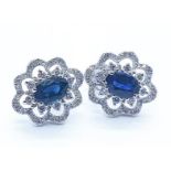 18ct white gold sapphire and diamond earrings