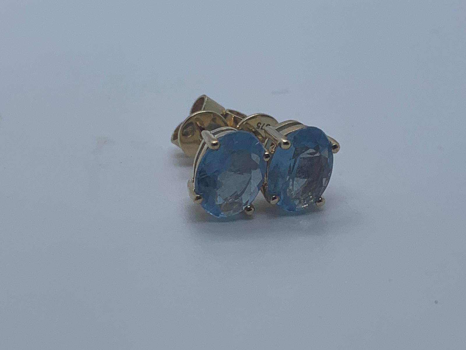 9ct gold aquamarine stud earrings - Image 2 of 3