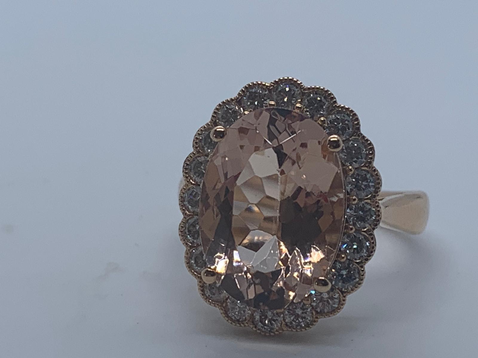 18ct rose gold morganite and diamond ring - Image 3 of 5