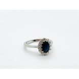 18ct white gold sapphire and diamond cluster ring