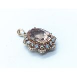 18ct rose gold morganite and diamond pendant