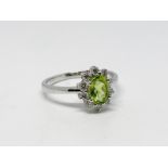 18ct white gold peridot and diamond ring