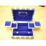 Large velvet lined metal clad 'spellbook' jewellery box