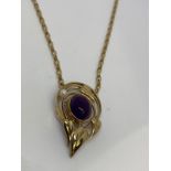 9ct gold amethyst and pearl pendant