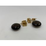 9ct gold citrine and quartz earrings