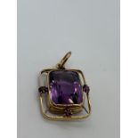 9ct gold amethyst pendant